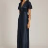 Delphine Satin Maxi Dress Navy