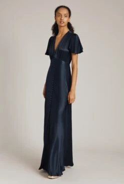 Delphine Satin Maxi Dress Navy -Chic Aura Clothing DF46CA K10 23058 650px 964px
