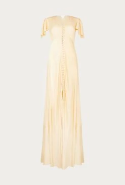 Delphine Satin Maxi Dress Buttermilk -Chic Aura Clothing DF46CA M09 26486 650px 964px
