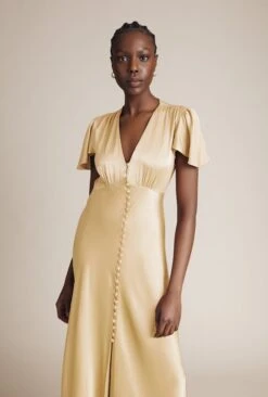 Delphine Satin Maxi Dress Buttermilk -Chic Aura Clothing DF46CA M09 26489 650px 964px