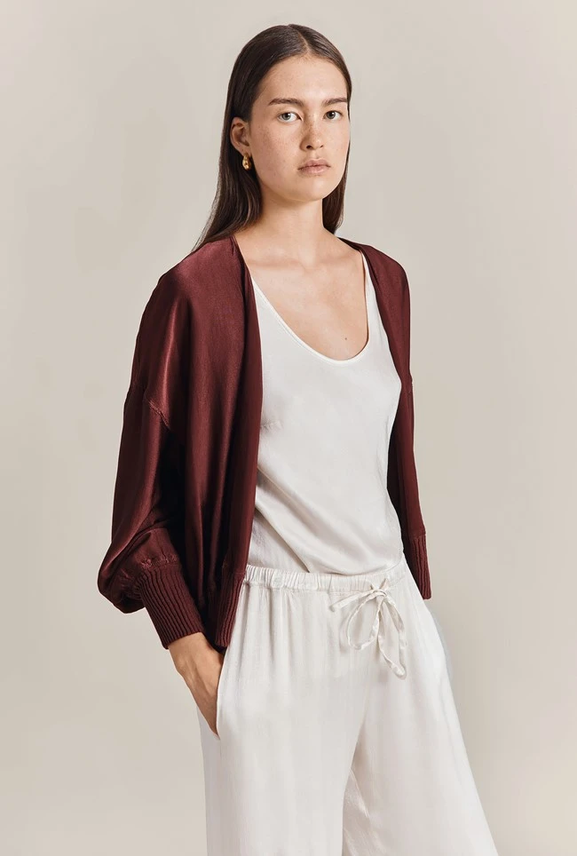 Anouk Satin Bomber Jacket Russet 3 Anouk Satin Bomber Jacket Russet