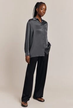 Imogen Satin Wide Leg Trouser Black -Chic Aura Clothing P06G003A A01 27045 650px 964px