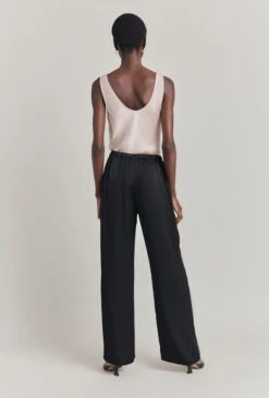 Imogen Satin Wide Leg Trouser Black -Chic Aura Clothing P06G003A A01 29920 650px 964px