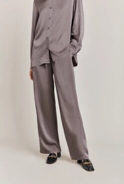 Imogen Satin Wide Leg Trouser Grey