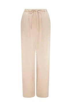 Imogen Satin Wide Leg Trouser Stone -Chic Aura Clothing P06G003A N04 28058 650px 964px