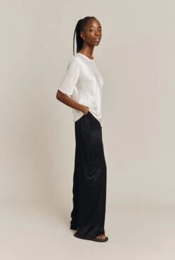 Aurora Satin Cargo Trousers Black -Chic Aura Clothing P06G005 A01 26773 650px 964px