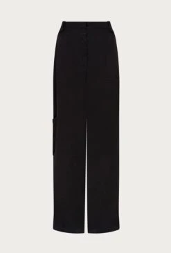 Aurora Satin Cargo Trousers Black -Chic Aura Clothing P06G005 A01 27143 650px 964px