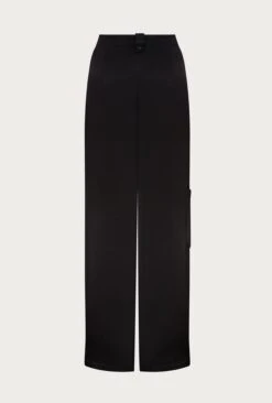 Aurora Satin Cargo Trousers Black -Chic Aura Clothing P06G005 A01 27144 650px 964px