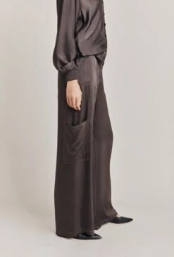 Aurora Satin Cargo Trousers Dark Charcoal 9 Aurora Satin Cargo Trousers Dark Charcoal -Chic Aura Clothing P06G005 B21 28547 650px 964px