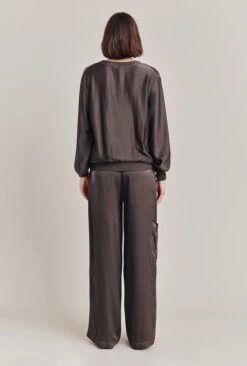 Aurora Satin Cargo Trousers Dark Charcoal 11 Aurora Satin Cargo Trousers Dark Charcoal -Chic Aura Clothing P06G005 B21 28550 650px 964px