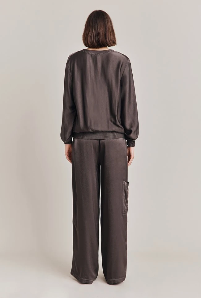 Aurora Satin Cargo Trousers Dark Charcoal 7 Aurora Satin Cargo Trousers Dark Charcoal - Image 5
