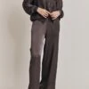 Aurora Satin Cargo Trousers Dark Charcoal -Chic Aura Clothing P06G005 B21 28551 650px 964px