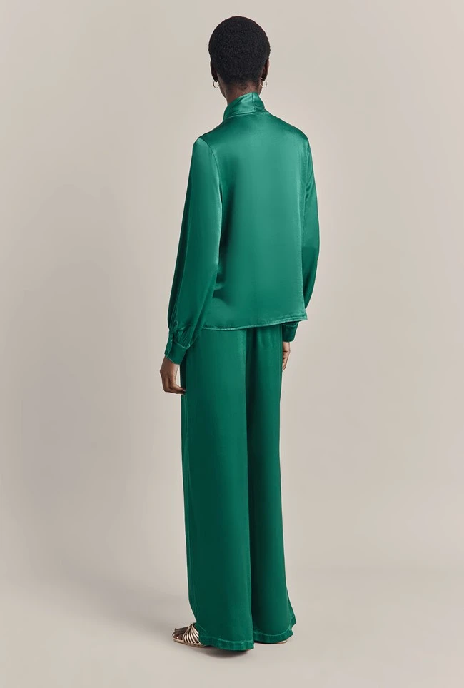 Sylvia Satin Trouser Green 5 Sylvia Satin Trouser Green - Image 3