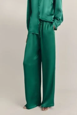 Sylvia Satin Trouser Green 9 Sylvia Satin Trouser Green -Chic Aura Clothing P07G010 J30 29739 650px 964px