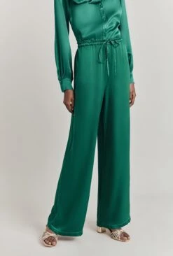 Sylvia Satin Trouser Green
