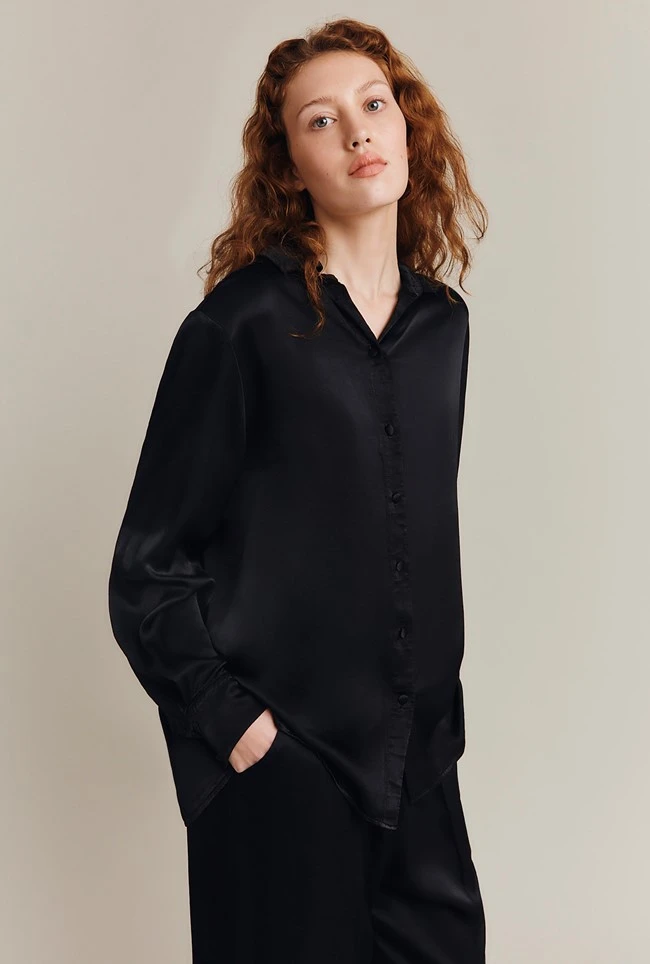 Ellie Satin Shirt Black 3 Ellie Satin Shirt Black