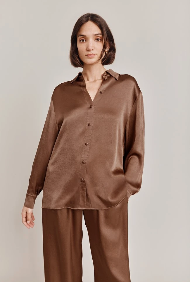 Ellie Satin Shirt Acorn 3 Ellie Satin Shirt Acorn