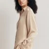 Ellie Satin Shirt Stone 1 Ellie Satin Shirt Stone -Chic Aura Clothing Q06G007A N04 28069 650px 964px