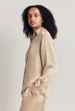 Ellie Satin Shirt Stone