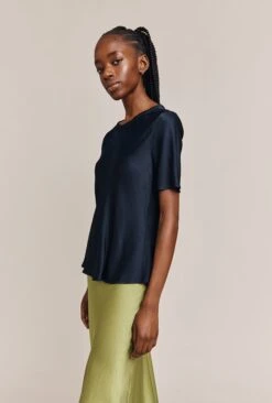 Ivy Satin Top Navy