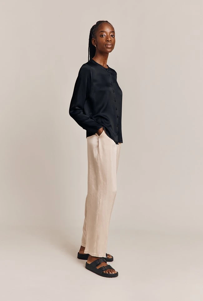 Efie Satin Long Sleeve Blouse Black 5 Efie Satin Long Sleeve Blouse Black - Image 4