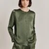 Efie Satin Blouse Thyme -Chic Aura Clothing Q06G010 J96 28587 650px 964px