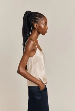 Jana Satin Cami Top Stone -Chic Aura Clothing Q06G011 N04 26699 650px 964px