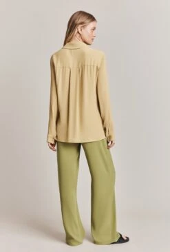Aimee Crepe Shirt Pea Green -Chic Aura Clothing Q06G017 J16 28258 650px 964px