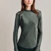 Mika Satin Turtleneck Top Dark Sage 1 Mika Satin Turtleneck Top Dark Sage -Chic Aura Clothing Q07G002 J11 28819 650px 964px