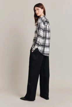 Amy Satin Long Sleeve Shirt Black Check 11 Amy Satin Long Sleeve Shirt Black Check -Chic Aura Clothing Q07G009 Z83 28848 650px 964px