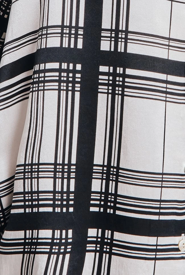 Amy Satin Long Sleeve Shirt Black Check 7 Amy Satin Long Sleeve Shirt Black Check - Image 6