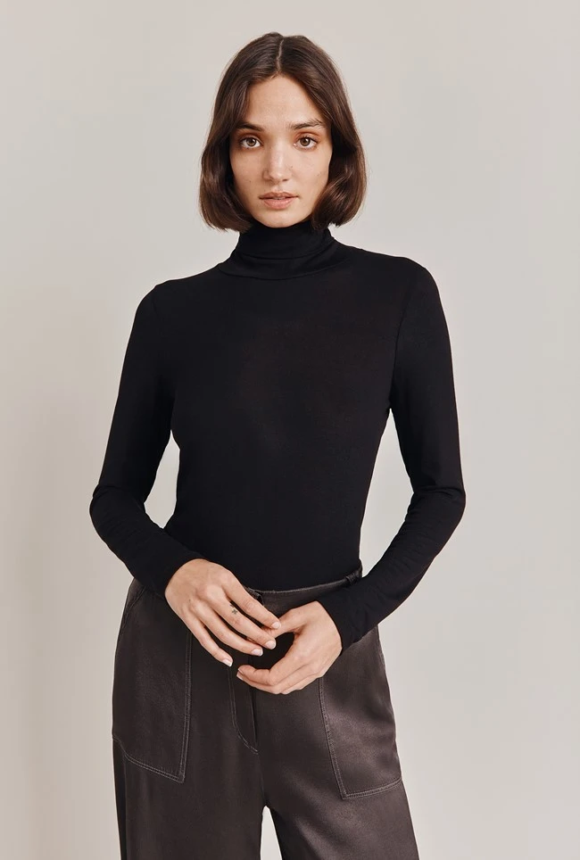 Fern Roll Neck Top Black 3 Fern Roll Neck Top Black
