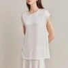 Melody Satin Short Sleeve Top Ivory 1 Melody Satin Short Sleeve Top Ivory -Chic Aura Clothing Q07G019 M12 28876 650px 964px