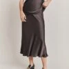 Luna Satin Slip Skirt Dark Charcoal 2 Luna Satin Slip Skirt Dark Charcoal -Chic Aura Clothing S05G002A B21 28611 650px 964px