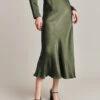 Luna Satin Slip Skirt Thyme 1 Luna Satin Slip Skirt Thyme -Chic Aura Clothing S05G002A J96 28594 650px 964px