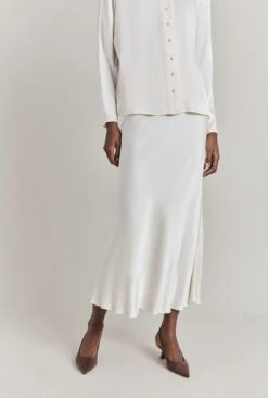 Luna Satin Slip Skirt Ivory