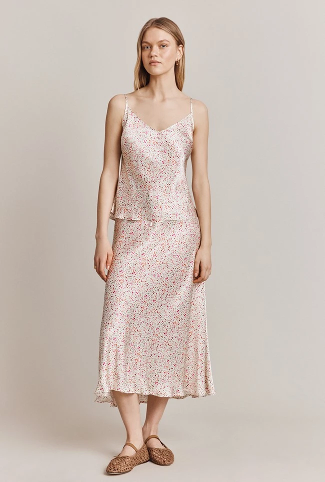 Darcy Satin Midi Skirt Cream Bubble 4 Darcy Satin Midi Skirt Cream Bubble - Image 2